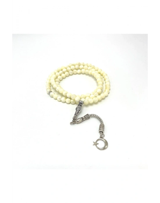 Sertifikalı Sedef 6mm 99luk Doğal Taş Tesbih