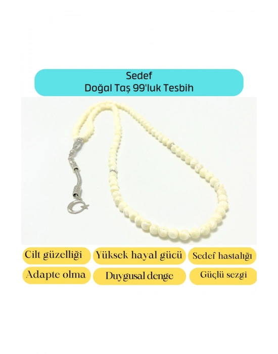 Sertifikalı Sedef 6mm 99luk Doğal Taş Tesbih
