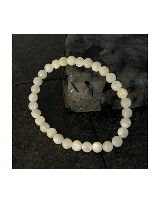 SERTİFİKALI Sedef 6mm Doğal Taş Bileklik