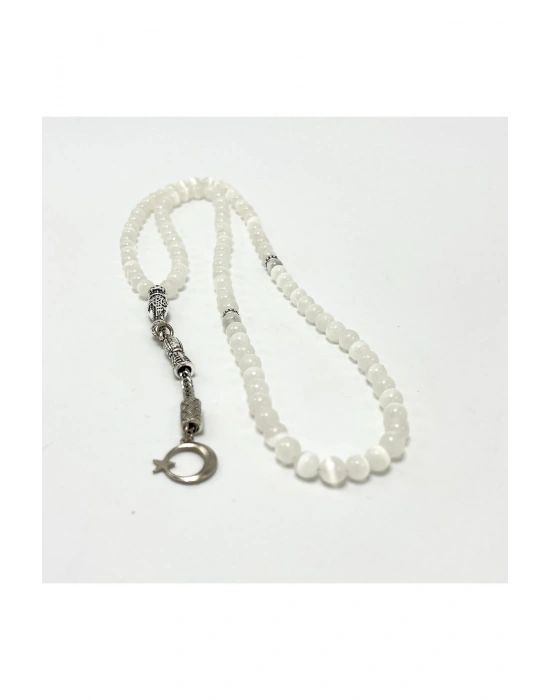 Sertifikalı Selenit 6mm 99luk Doğal Taş Tesbih