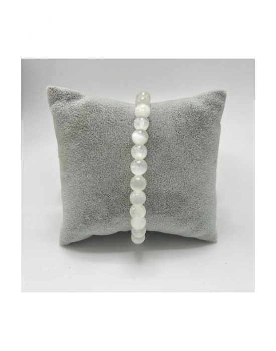 SERTİFİKALI Selenit 6mm Doğal Taş Bileklik