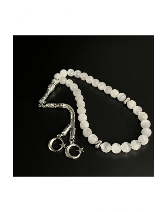 Sertifikalı Selenit 8mm 33lük Doğal Taş Tesbih