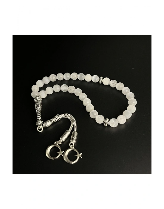 Sertifikalı Selenit 8mm 33lük Doğal Taş Tesbih