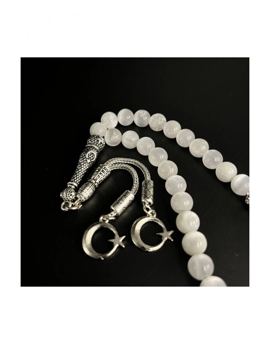 Sertifikalı Selenit 8mm 33lük Doğal Taş Tesbih