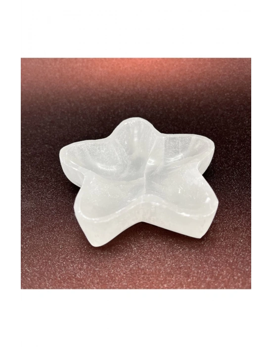 Sertifikalı Selenit Doğal Taş Yıldız Kase
