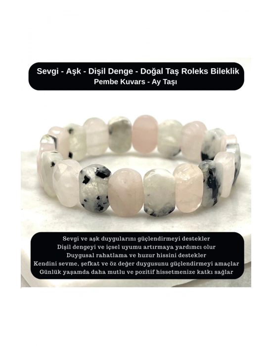 SERTİFİKALI Sevgi & Aşk & Dişil Enerji Doğal Taş Roleks Bileklik