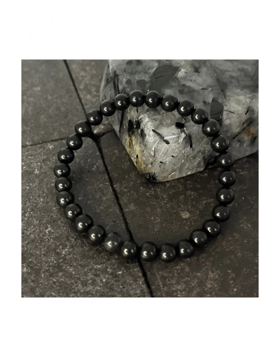 SERTİFİKALI Shungite 6mm Doğal Taş Bileklik