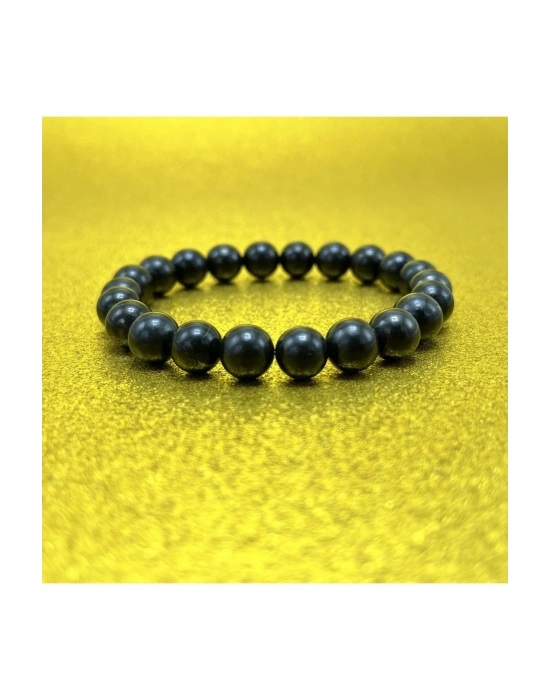 Sertifikalı Shungite 8mm Elastik Misinalı Doğal Taş Bileklik