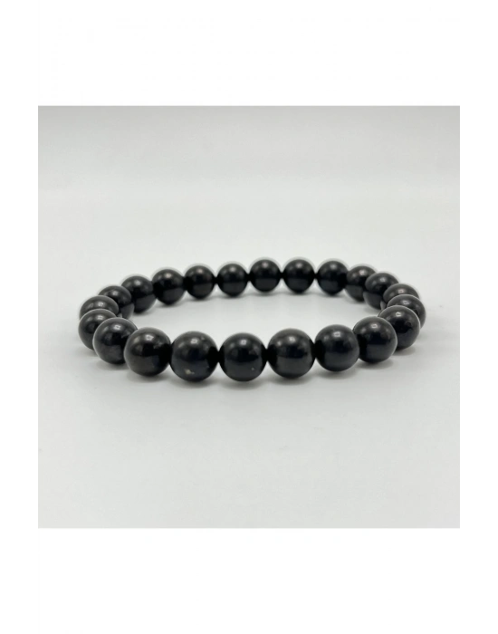Sertifikalı Shungite 8mm Elastik Misinalı Doğal Taş Bileklik