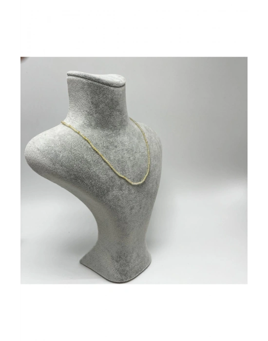 SERTİFİKALI Sitrin 2mm 925 Ayar Gümüş Doğal Taş Kolye Uzatma Zincirli