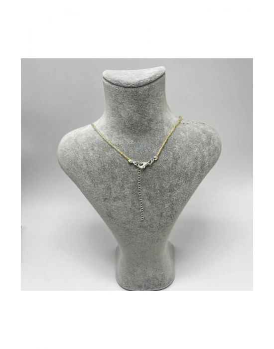 SERTİFİKALI Sitrin 2mm 925 Ayar Gümüş Doğal Taş Kolye Uzatma Zincirli