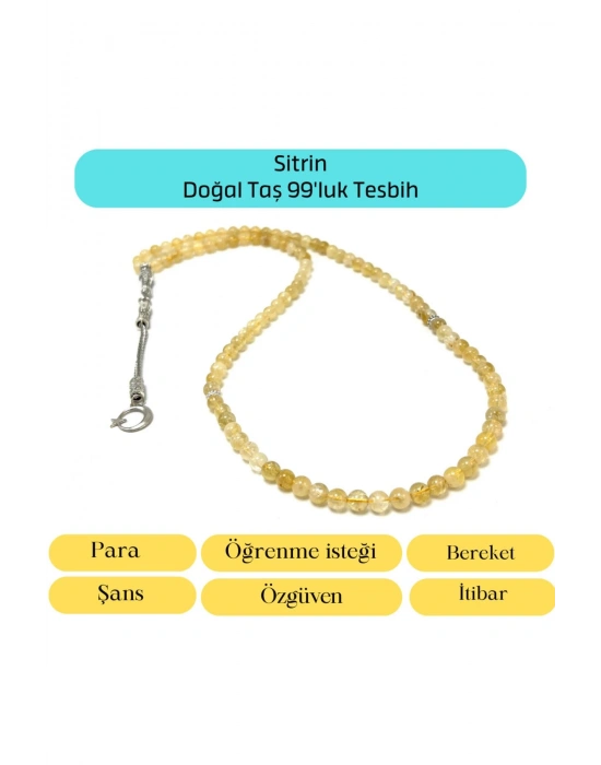 Sertifikalı Sitrin 6mm 99luk Doğal Taş Tesbih