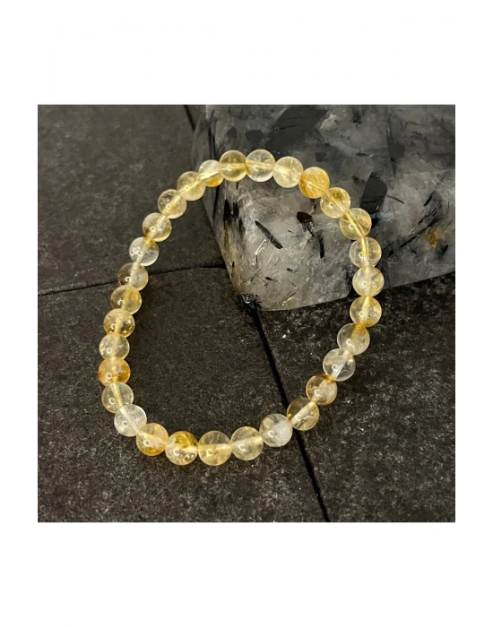 SERTİFİKALI Sitrin 6mm Doğal Taş Bileklik