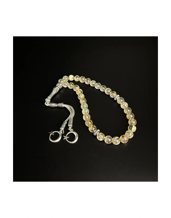 Sertifikalı Sitrin 8mm 33lük Doğal Taş Tesbih