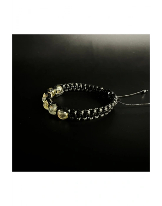 SERTİFİKALI SİTRİN DOĞAL TAŞ DERİ BİLEKLİK