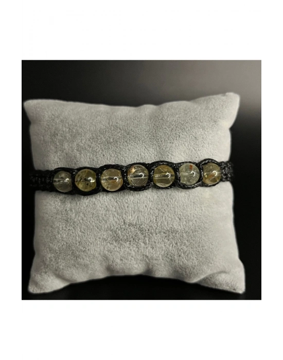 SERTİFİKALI SİTRİN DOĞAL TAŞ DERİ BİLEKLİK