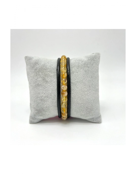 Sertifikalı Sitrin Doğal Taş Erkek Bileklik Mıknatıslı Kilit