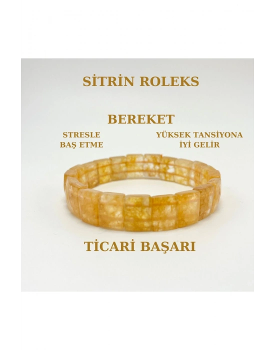 Sertifikalı Sitrin Doğal Taş Roleks Bileklik