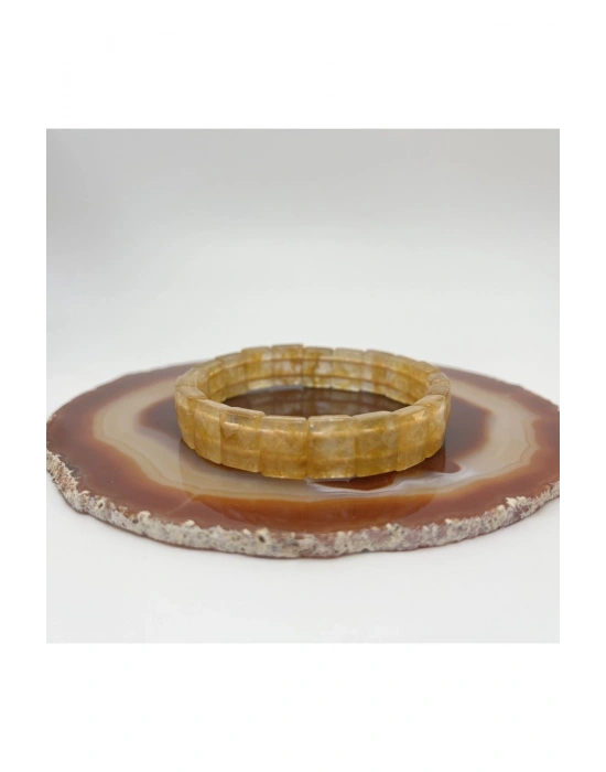 Sertifikalı Sitrin Doğal Taş Roleks Bileklik