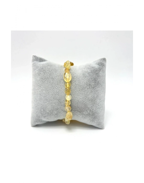 Sertifikalı Sitrin Natural Kesim Makrome Doğal Taş Bileklik Ayarlanabilir Ölçü