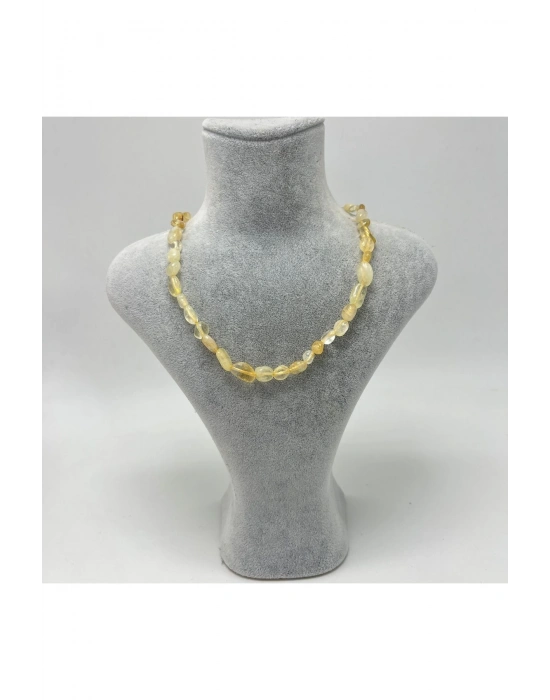 Sertifikalı Sitrin Natural Kesim Makrome Doğal Taş Kolye Ayarlanabilir Ölçü