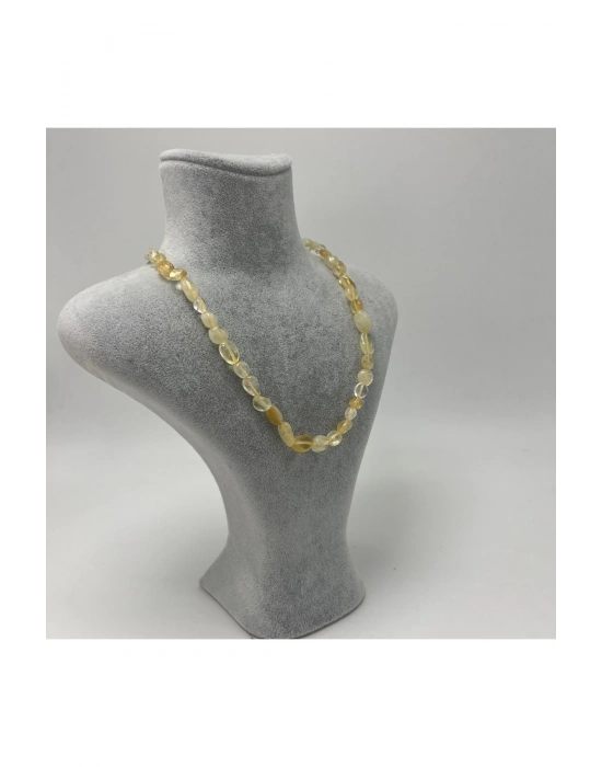 Sertifikalı Sitrin Natural Kesim Makrome Doğal Taş Kolye Ayarlanabilir Ölçü