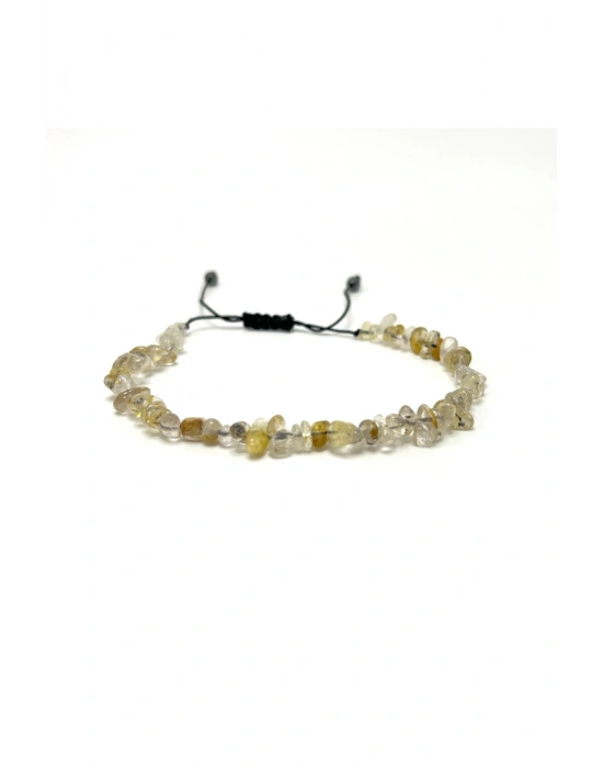 SERTİFİKALI Sitrin Saçaklı Model Doğal Taş Makrome Bileklik Ayarlanabilir Ölçü