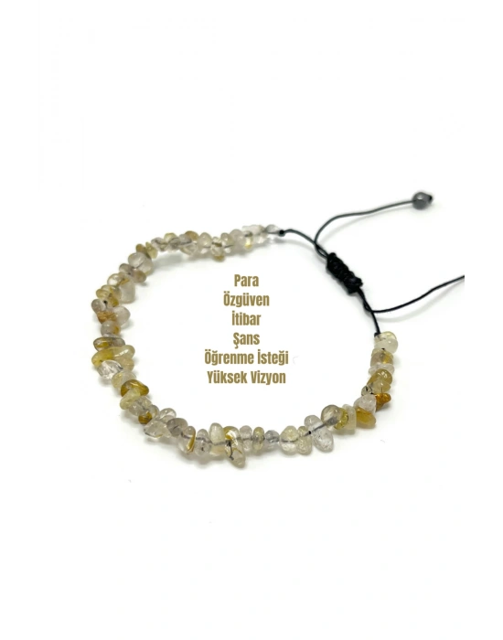 SERTİFİKALI Sitrin Saçaklı Model Doğal Taş Makrome Bileklik Ayarlanabilir Ölçü