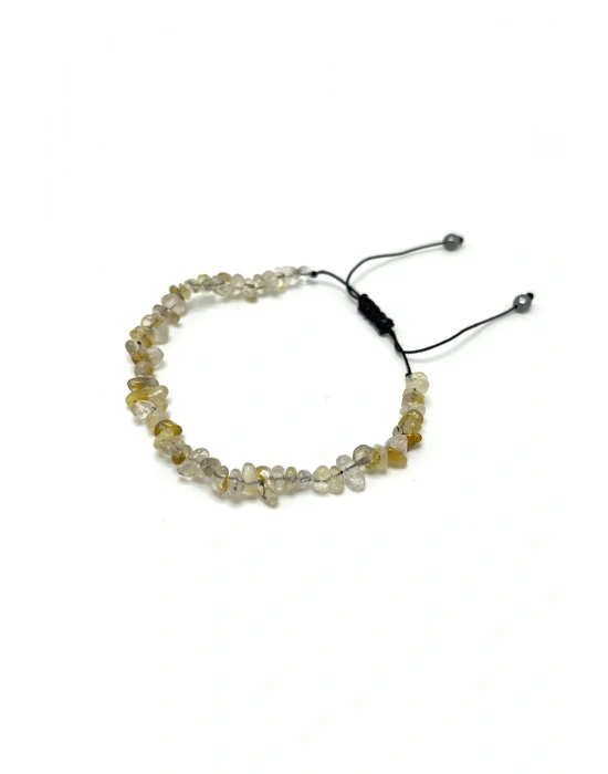 SERTİFİKALI Sitrin Saçaklı Model Doğal Taş Makrome Bileklik Ayarlanabilir Ölçü