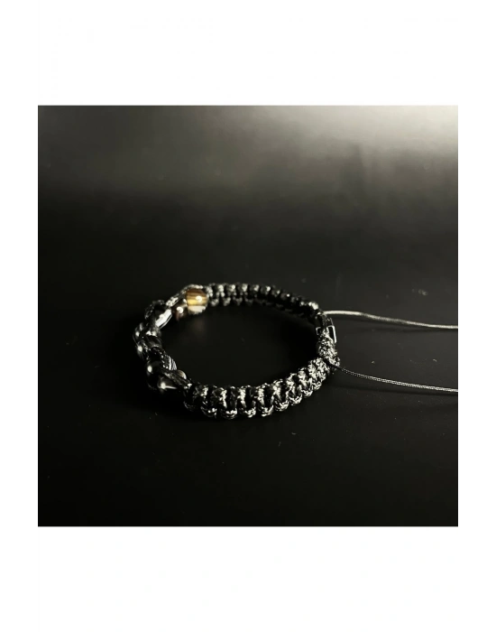 SERTİFİKALI SİYAH AKİK DOĞAL TAŞ DERİ BİLEKLİK