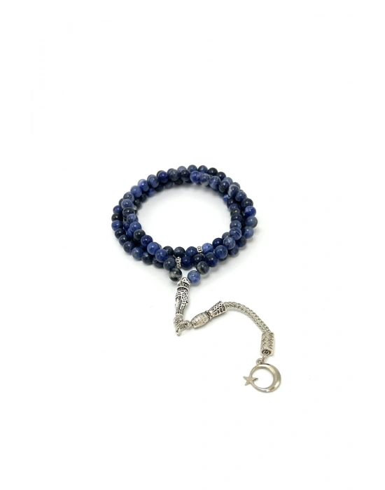 Sertifikalı Sodalit 6mm 99luk Doğal Taş Tesbih