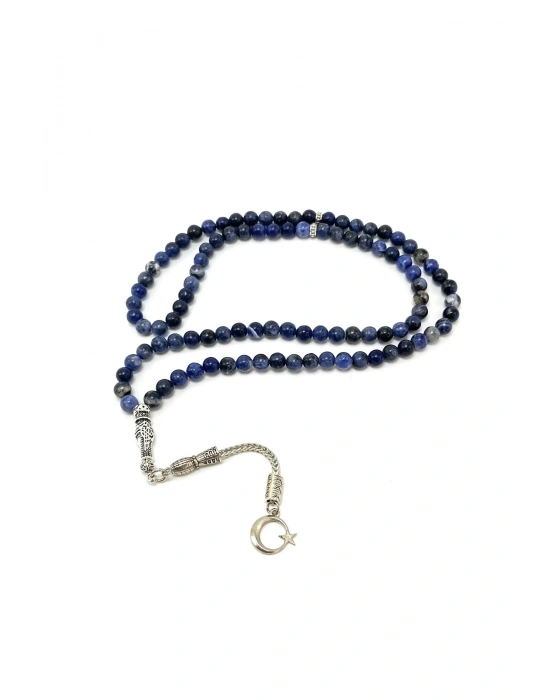 Sertifikalı Sodalit 6mm 99luk Doğal Taş Tesbih