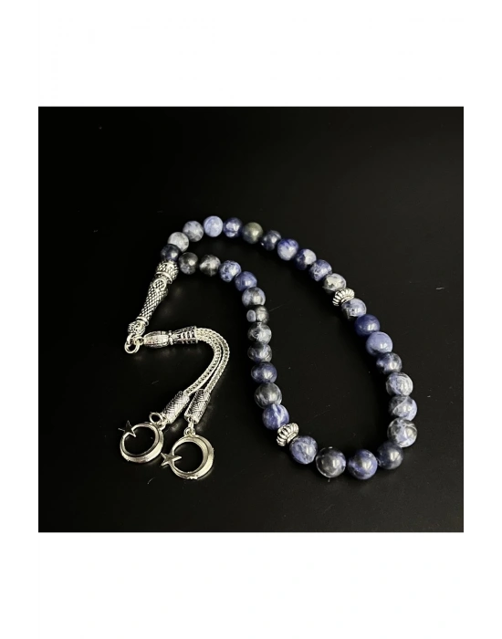 Sertifikalı Sodalit 8mm 33lük Doğal Taş Tesbih