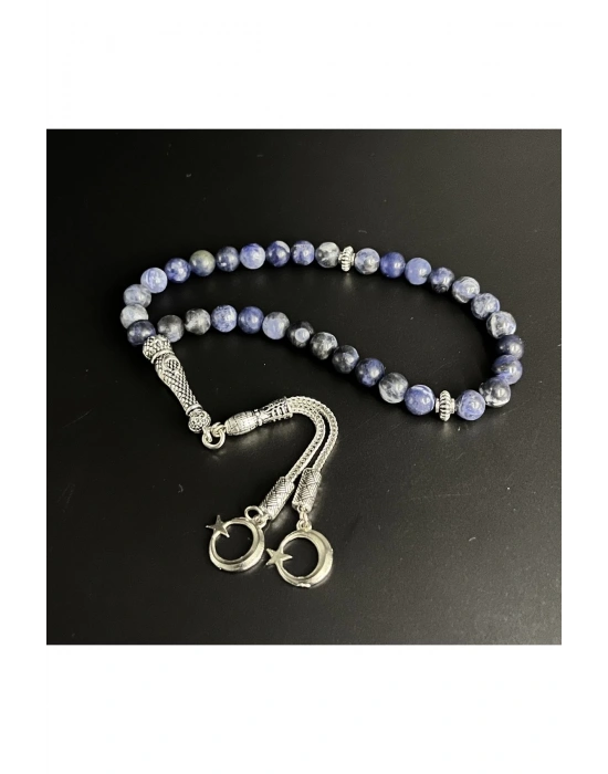 Sertifikalı Sodalit 8mm 33lük Doğal Taş Tesbih