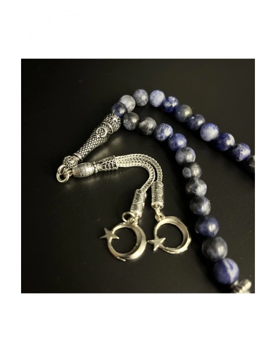 Sertifikalı Sodalit 8mm 33lük Doğal Taş Tesbih