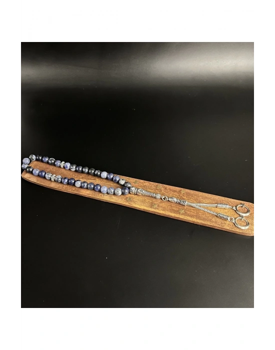Sertifikalı Sodalit 8mm 33lük Doğal Taş Tesbih