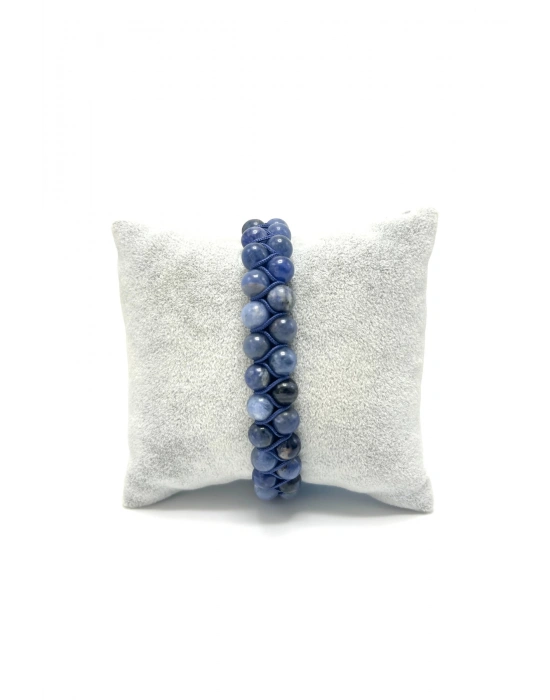 SERTİFİKALI Sodalit Çift Sıra Doğal Taş Makrome Bileklik Ayarlanabilir Ölçü