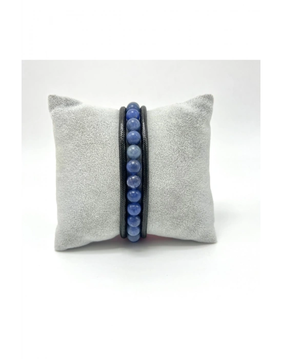 Sertifikalı Sodalit Doğal Taş Erkek Bileklik Mıknatıslı Kilit