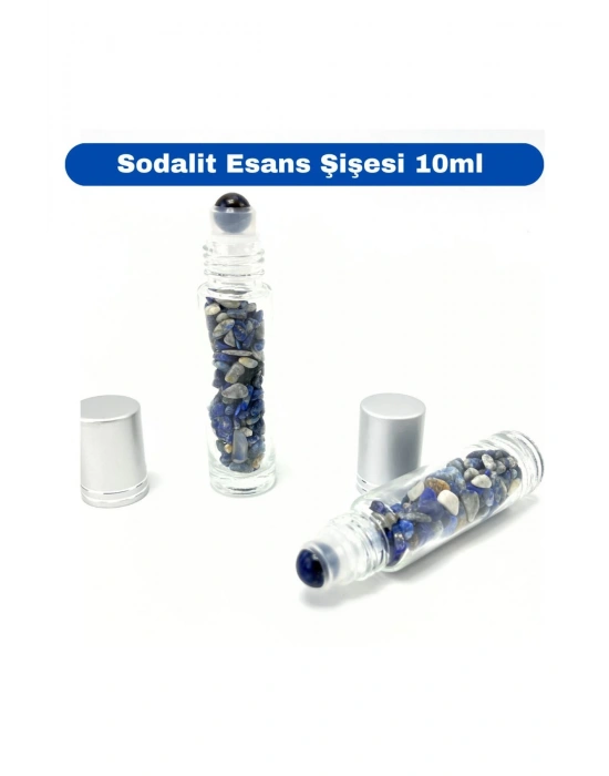 Sertifikalı Sodalit Doğal Taş Esans Şişesi ve Roller Masaj Aleti 10ml