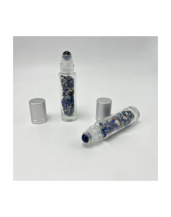 Sertifikalı Sodalit Doğal Taş Esans Şişesi ve Roller Masaj Aleti 10ml