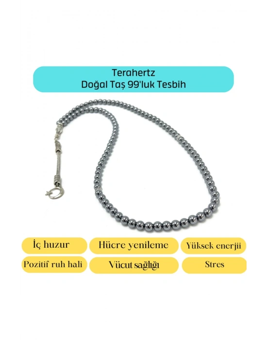 Sertifikalı Terahertz 6mm 99luk Doğal Taş Tesbih