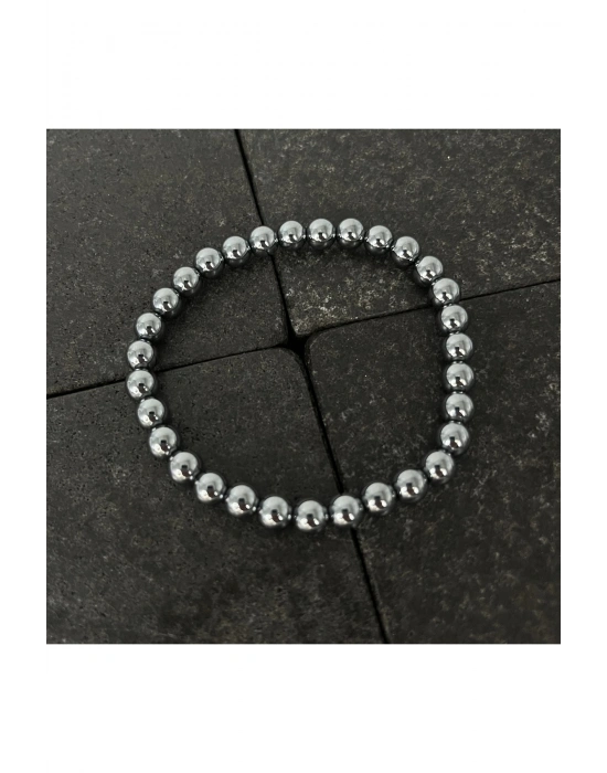 SERTİFİKALI Terahertz 6mm Doğal Taş Bileklik