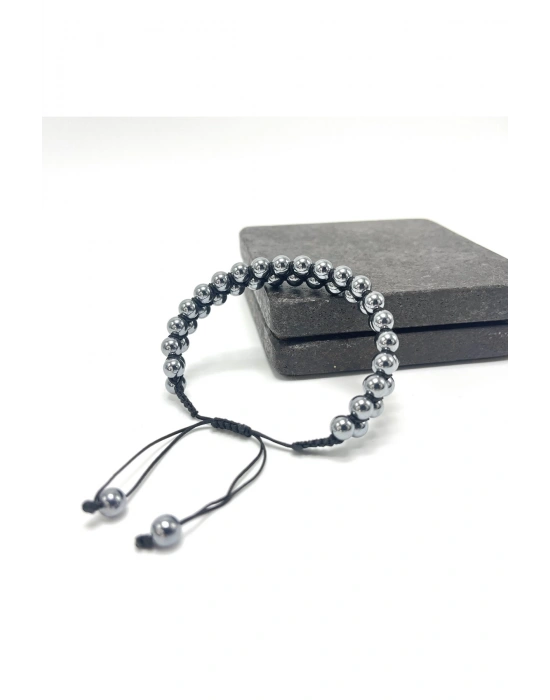 SERTİFİKALI Terahertz Çift Sıra Doğal Taş Makrome Bileklik Ayarlanabilir Ölçü