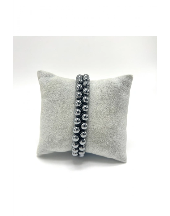 SERTİFİKALI Terahertz Çift Sıra Doğal Taş Makrome Bileklik Ayarlanabilir Ölçü