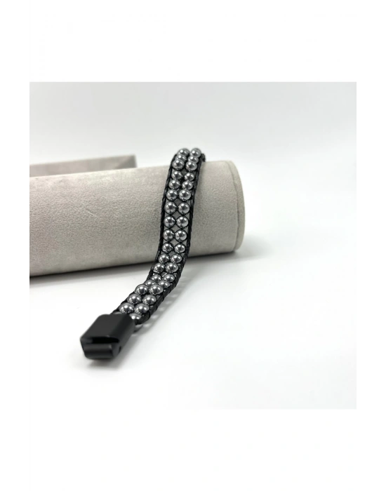 Sertifikalı Terahertz Doğal Taş Tasarım Erkek Bileklik