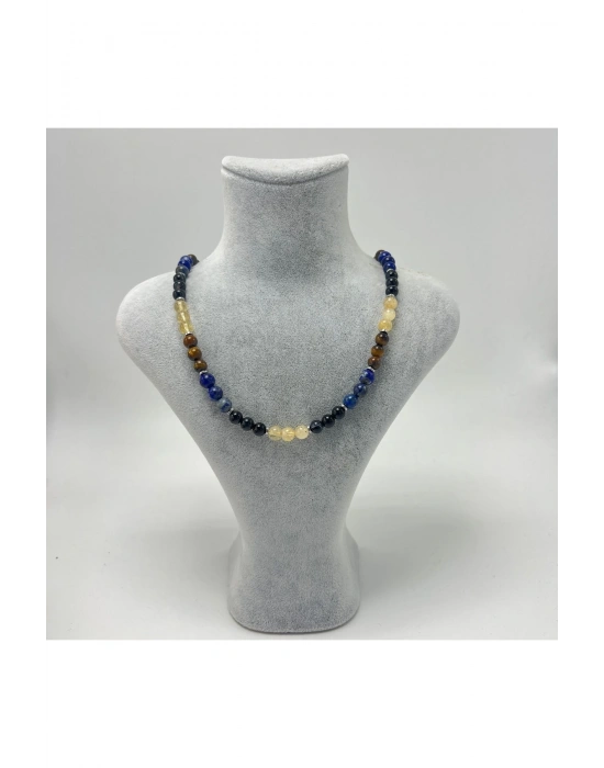 SERTİFİKALI Terazi Burcu 6mm 925 Ayar Gümüş Doğal Taş Kolye 55 cm