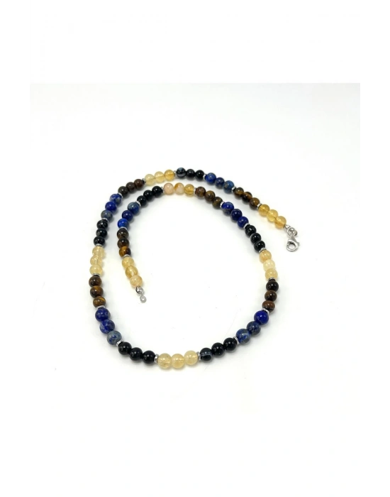 SERTİFİKALI Terazi Burcu 6mm 925 Ayar Gümüş Doğal Taş Kolye 55 cm