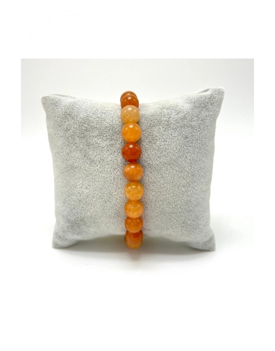 SERTİFİKALI Turuncu Aventurin Doğal Taş Misinalı Bileklik 8mm