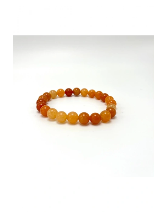 SERTİFİKALI Turuncu Aventurin Doğal Taş Misinalı Bileklik 8mm
