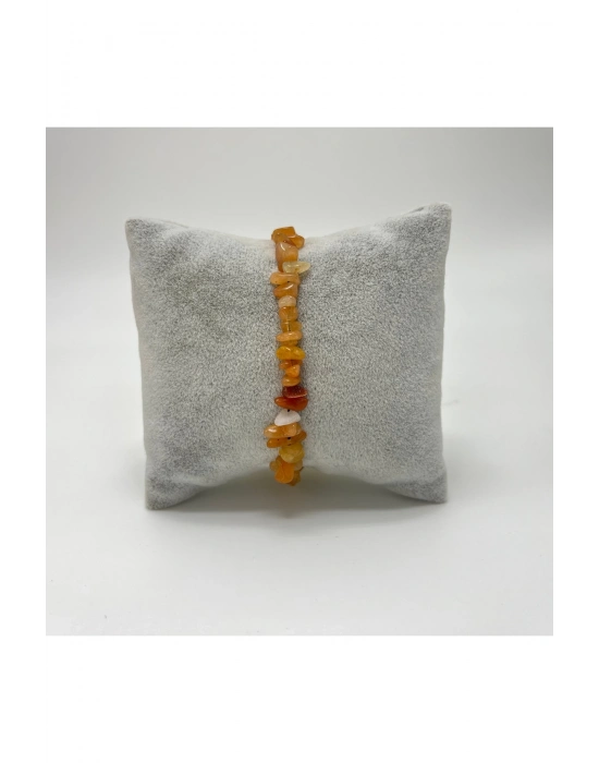 SERTİFİKALI Turuncu Aventurin Saçaklı Model Doğal Taş Makrome Bileklik Ayarlanabilir Ölçü